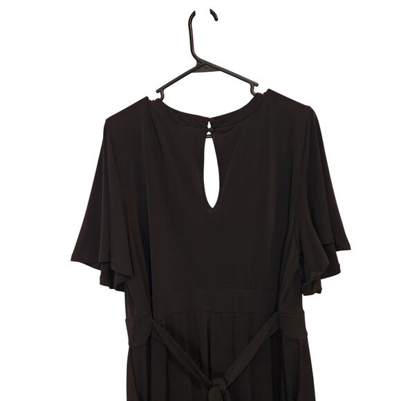 Torrid Black Tie Waist Wide Leg V-Neck Challis Flutter Sleeve Jumpsuit Size 2X - Picture 9 of 11